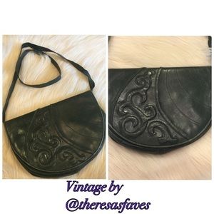 Barbara Bolan‎ Vintage Green Embossed Shoulder Bag
